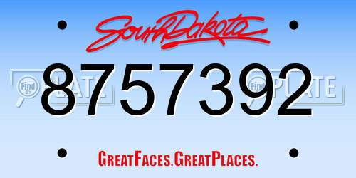 8757392 South Dakota License Plate