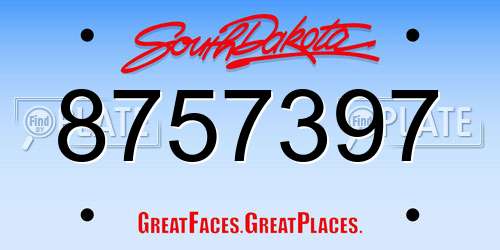 8757397 South Dakota License Plate