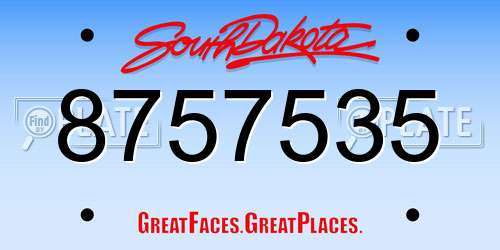 8757535 South Dakota License Plate