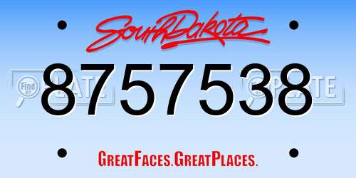 8757538 South Dakota License Plate