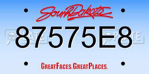 87575E8 South Dakota License Plate