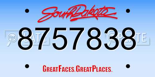 8757838 South Dakota License Plate