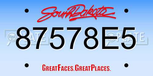 87578E5 South Dakota License Plate