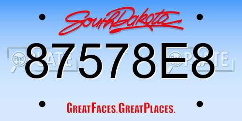 87578E8 South Dakota License Plate