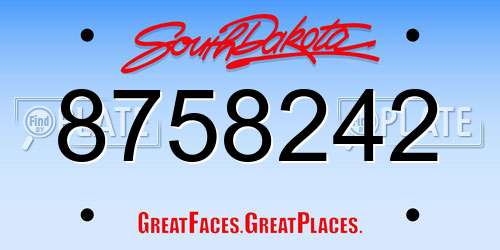 8758242 South Dakota License Plate