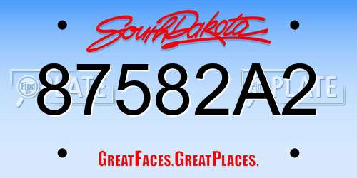 87582A2 South Dakota License Plate