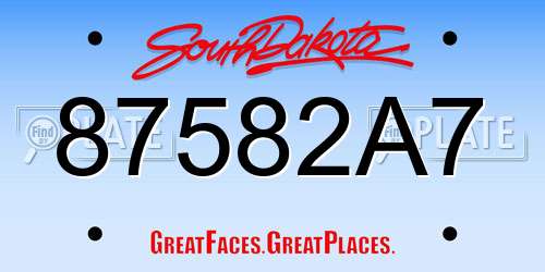 87582A7 South Dakota License Plate