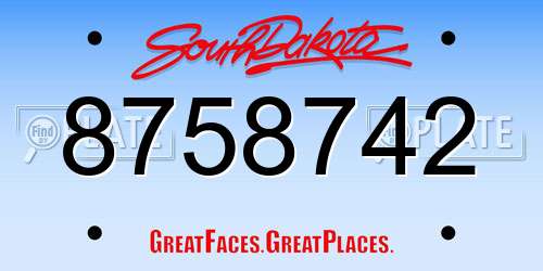 8758742 South Dakota License Plate