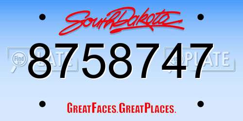 8758747 South Dakota License Plate