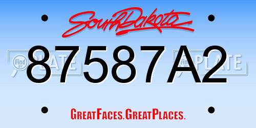 87587A2 South Dakota License Plate