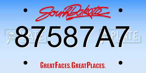 87587A7 South Dakota License Plate