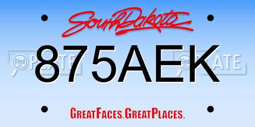 875AEK South Dakota License Plate