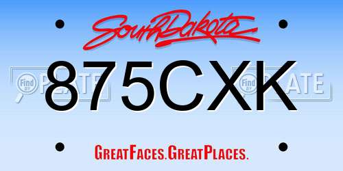 875CXK South Dakota License Plate