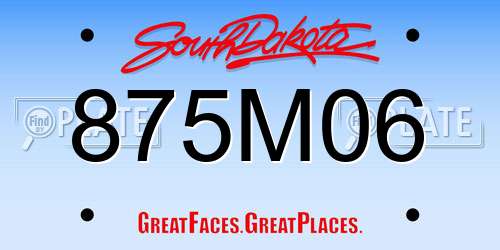 875M06 South Dakota License Plate