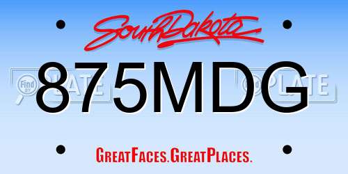 875MDG South Dakota License Plate