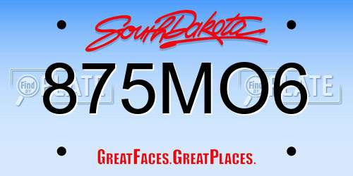 875MO6 South Dakota License Plate