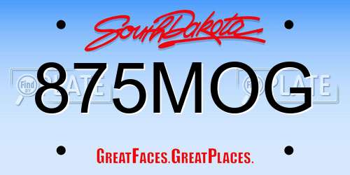 875MOG South Dakota License Plate
