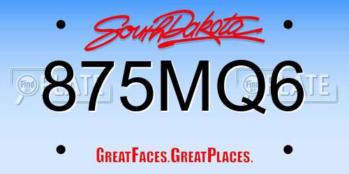 875MQ6 South Dakota License Plate