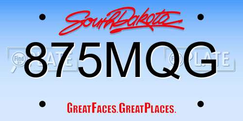 875MQG South Dakota License Plate