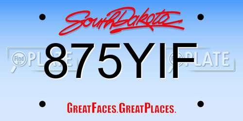 875YIF South Dakota License Plate