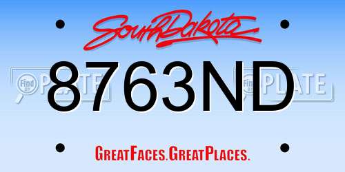8763ND South Dakota License Plate