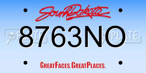 8763NO South Dakota License Plate