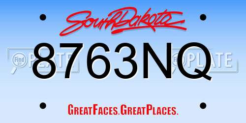 8763NQ South Dakota License Plate