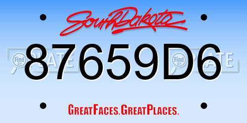 87659D6 South Dakota License Plate