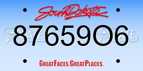 87659O6 South Dakota License Plate