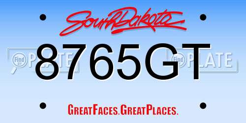 8765GT South Dakota License Plate