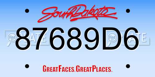 87689D6 South Dakota License Plate