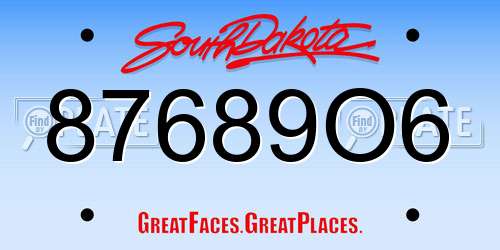 87689O6 South Dakota License Plate
