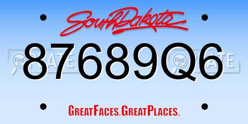 87689Q6 South Dakota License Plate