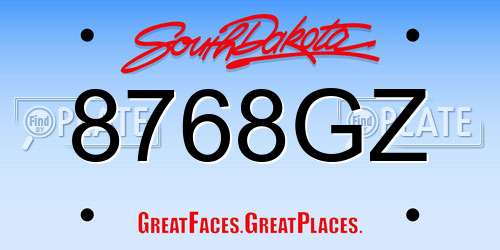 8768GZ South Dakota License Plate