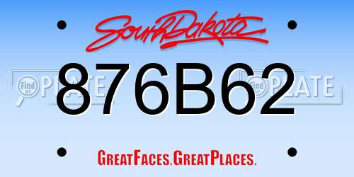 876B62 South Dakota License Plate