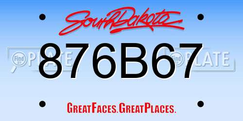 876B67 South Dakota License Plate