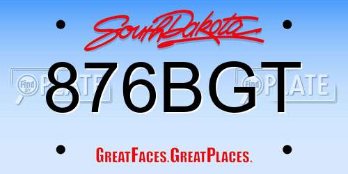 876BGT South Dakota License Plate