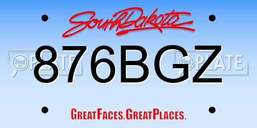 876BGZ South Dakota License Plate