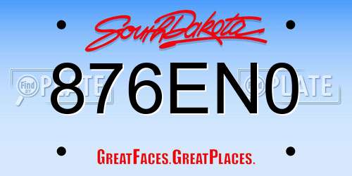 876EN0 South Dakota License Plate