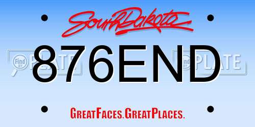 876END South Dakota License Plate
