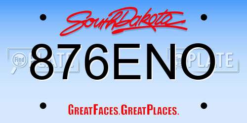 876ENO South Dakota License Plate
