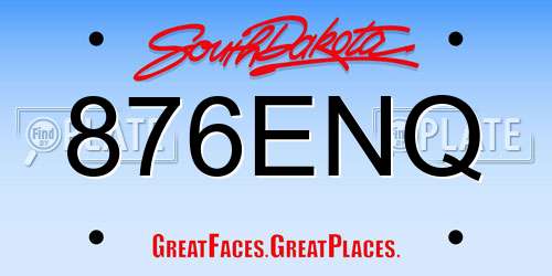 876ENQ South Dakota License Plate