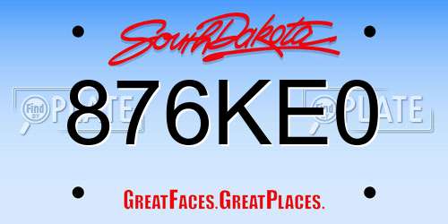 876KE0 South Dakota License Plate