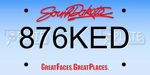 876KED South Dakota License Plate