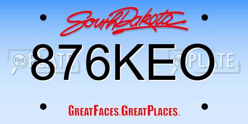 876KEO South Dakota License Plate
