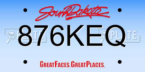 876KEQ South Dakota License Plate