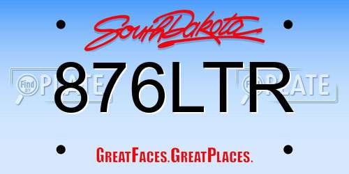 876LTR South Dakota License Plate