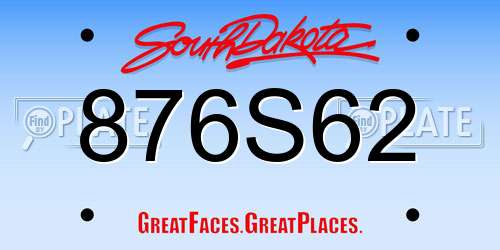 876S62 South Dakota License Plate