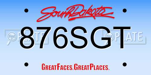 876SGT South Dakota License Plate