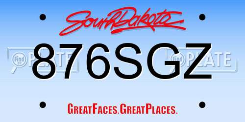 876SGZ South Dakota License Plate